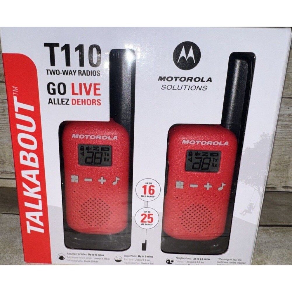Motorola T110 Outdoor / Wilderness Handheld Walkie Talkies (Pair) New In Box